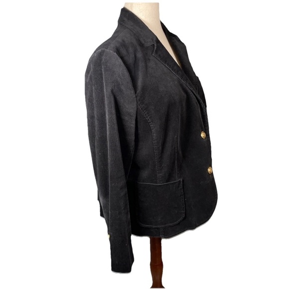 Talbots Corduroy Blazer Size 20 In Black W/ Gold Buttons Classic Holiday Office - Picture 5 of 7